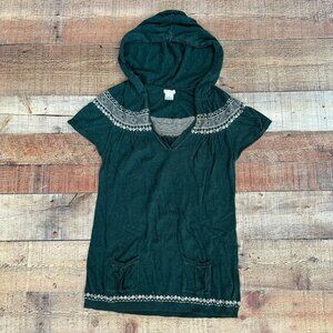 Maurice's Green bohemian pattern hooded tunic top women's Medium